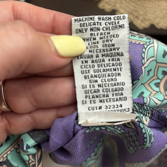 I.C.E Blue and Black Plunge V Neck back satin paisley Sleeveless Dress belted 10 - Picture 14 of 14